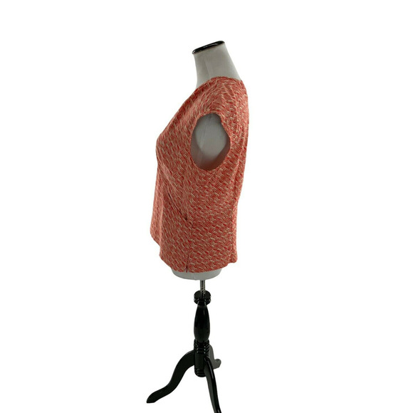 A Line Top Women's Size 12 Multicolor Faux Wrap V Neck Cap Sleeves Casual Blouse - Picture 4 of 6